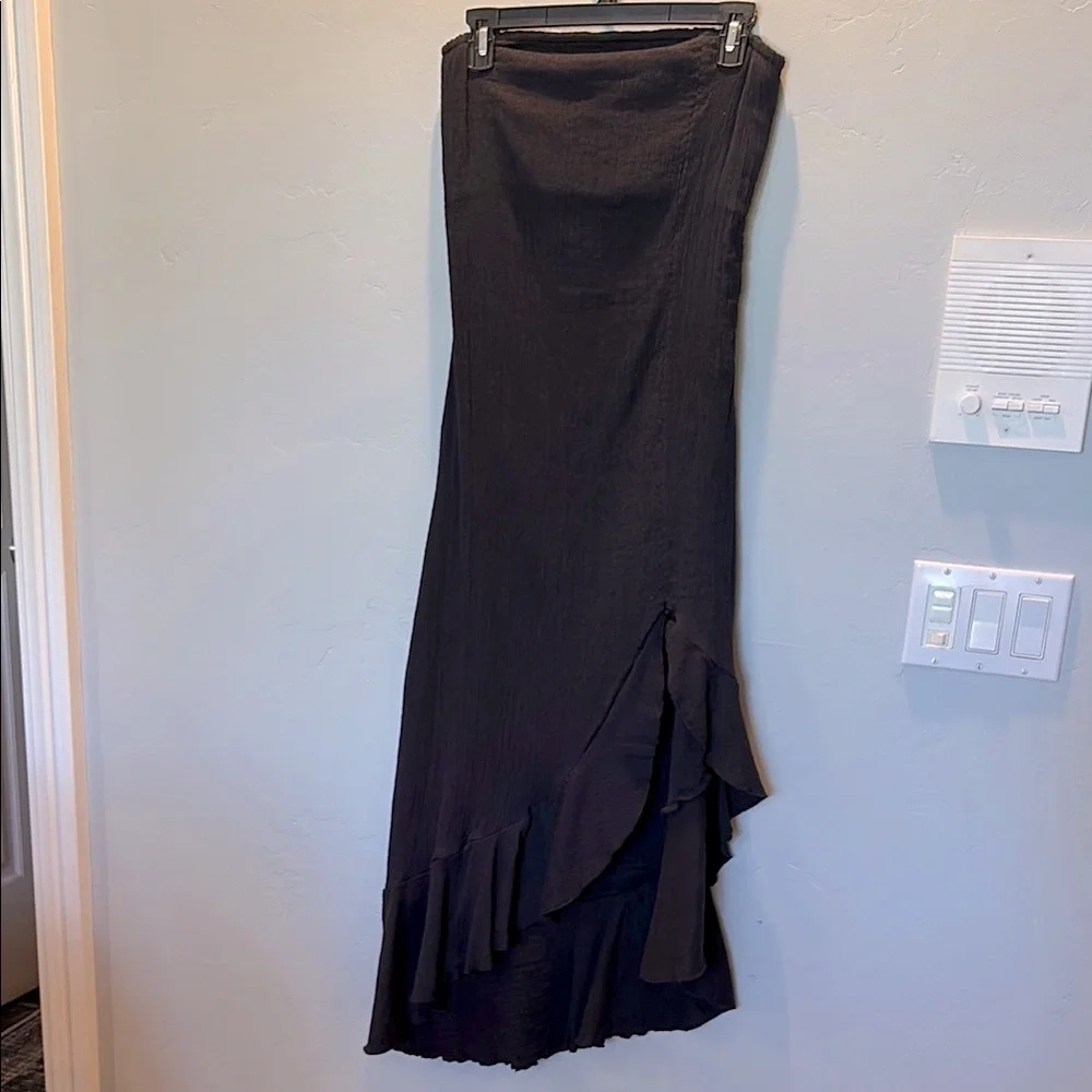 Free People Black Asymmetrical Ruffle High-Low Dress